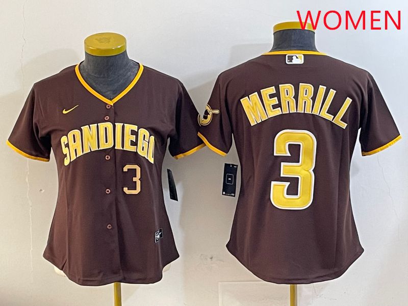 Women San Diego Padres #3 Merrill Brown Game 2025 Nike MLB Jersey style 7